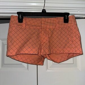 Hurley Orange Grid Pattern Athletic Shorts